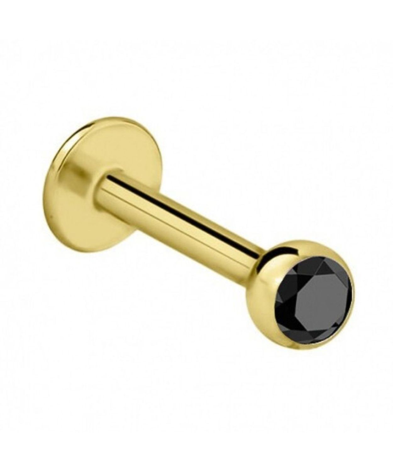 Złoty Labret Tytan G23 z Czarną Cyrkonią – Kolczyk do Piercingu black.jpg